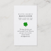 Safely Home Memorial Irish Blessing Prayer Card Visitekaartje (Achterkant)