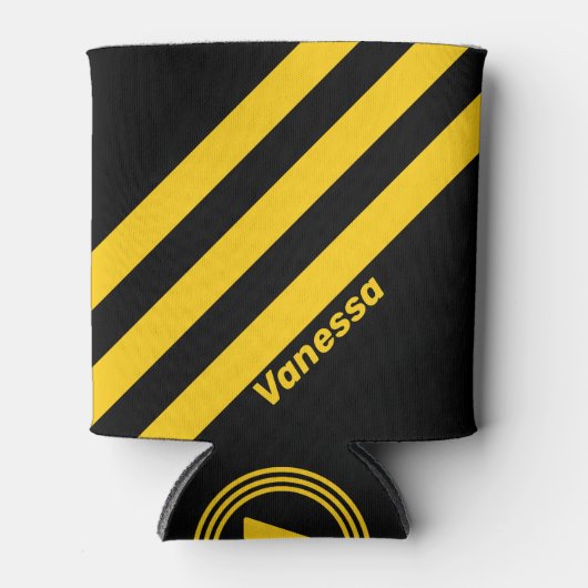 Safety Bee Nostalgic Stripes met naam Blikjeskoeler (Voorkant)