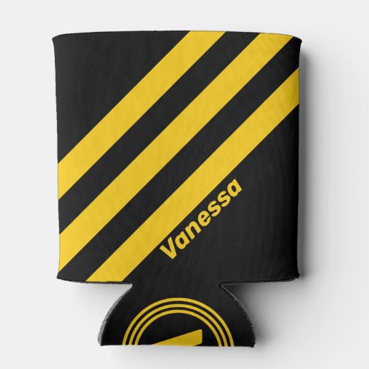 Safety Bee Nostalgic Stripes met naam Blikjeskoeler (Achterkant)