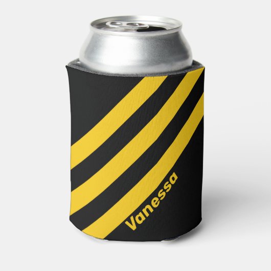 Safety Bee Nostalgic Stripes met naam Blikjeskoeler (Blikje Achterkant)