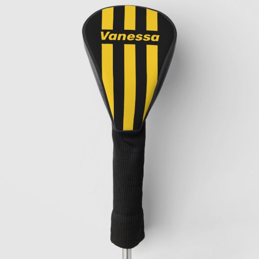 Safety Bee Nostalgische Speldstrepen met Naam Golfheadcover (Voorkant)