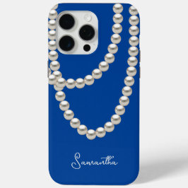 Safety Blue Pearl ketting iPhone 15 Pro Max Hoesje