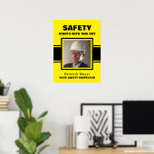 Safety Inspector Yellow & Black Workplace foto Poster (Thuiskantoor)