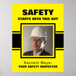 Safety Inspector Yellow & Black Workplace foto Poster