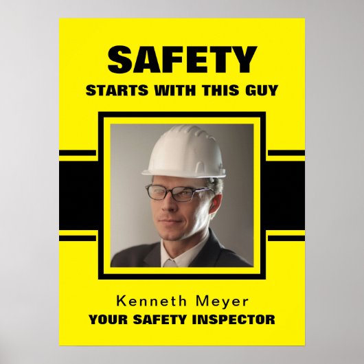 Safety Inspector Yellow & Black Workplace foto Poster (Voorkant)