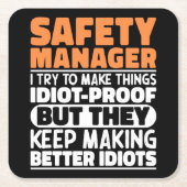 Safety Manager Ik probeer dingen grappig te zeggen Kartonnen Onderzetters (Voorkant)