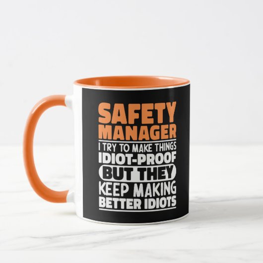 Safety Manager Ik probeer dingen grappig te zeggen Mok (Links)