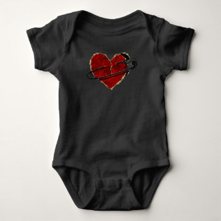 Safety Pin Heart Punk Rock Emo Goth Classic Romper