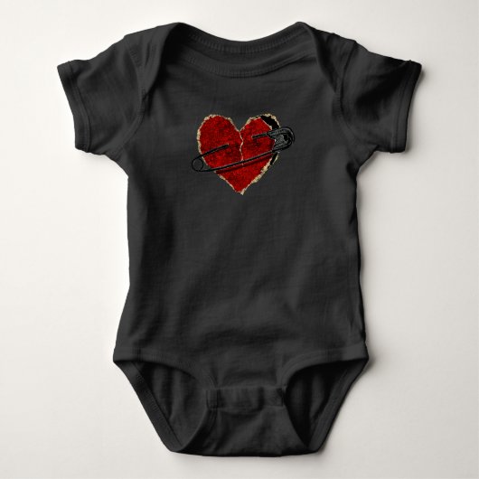 Safety Pin Heart Punk Rock Emo Goth Classic Romper (Voorkant)
