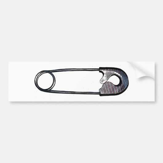 Safety Pin Woodcut Red, White en Blue Bumpersticker (Voorkant)