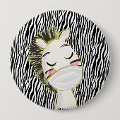 Safety Zebra Animal Child Coronavirus Ronde Button 4,0 Cm (Voorkant)