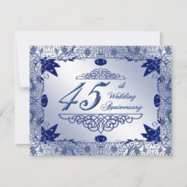 Saffier 45-jarig huwelijksjubileum 4.25x5.5 uitnod kaart