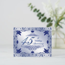 Saffier 45-jarig huwelijksjubileum 4.25x5.5 uitnod kaart
