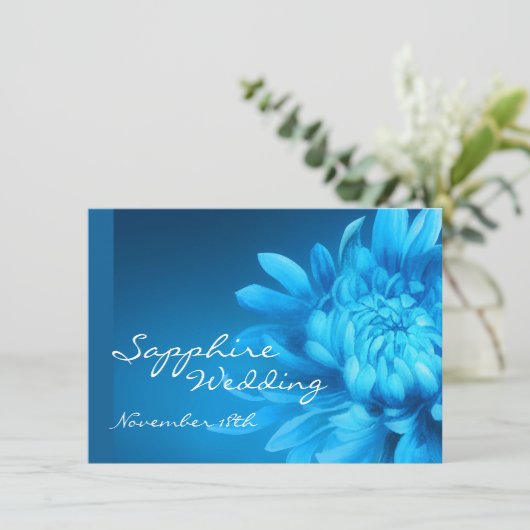 Saffier 45e blauwe huwelijksfeest uitnodiging (Staand voorkant)