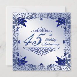 Saffier 45e huwelijksverjaardag 5.25x5.25 uitnodig kaart