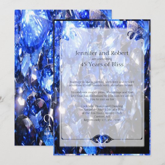 Saffier 45e trouwdag uitnodiging (Voorkant / Achterkant)