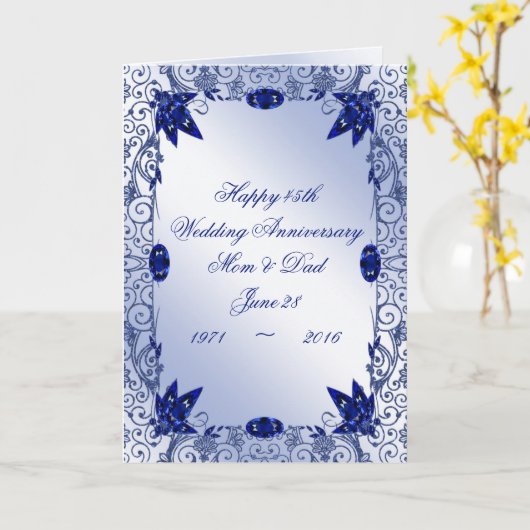 Saffier 45e trouwdag verjaardagskaart kaart (Gele Bloem)