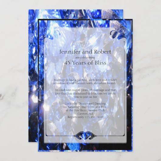 Saffier 45ste huwelijksjubileum uitnodiging (Voorkant / Achterkant)