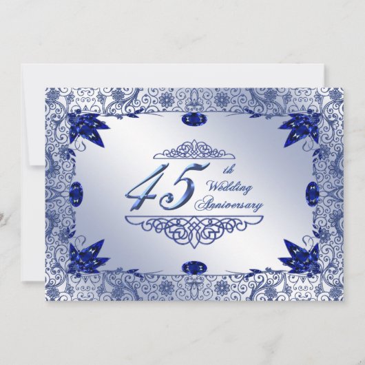 Saffier 45ste huwelijksverjaardag 5x7 uitnodiging (Voorkant)