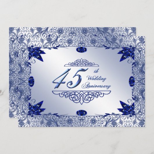 Saffier 45ste huwelijksverjaardag 5x7 uitnodiging (Voorkant / Achterkant)