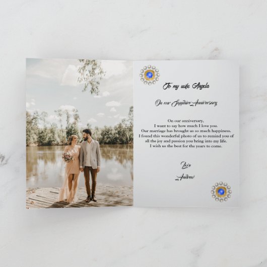 Saffier 5e Jubileum Gouden Nummer & Parels Kaart (Binnen)