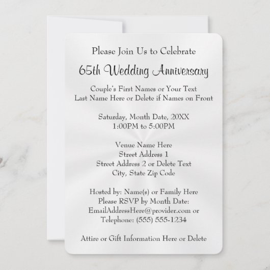 Saffier 65e huwelijksjubileum uitnodigingen (Achterkant)
