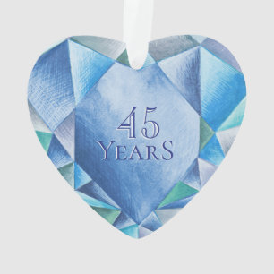 Saffier Aquarel Hart 45ste Huwelijksverjaardag Ornament
