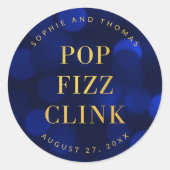 Saffier Blau Nepgoud Pop Bruis Klink Ronde Sticker (Voorkant)