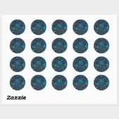 Saffier blauw en goud marmeren textuur ontwerp ronde sticker (Vel)