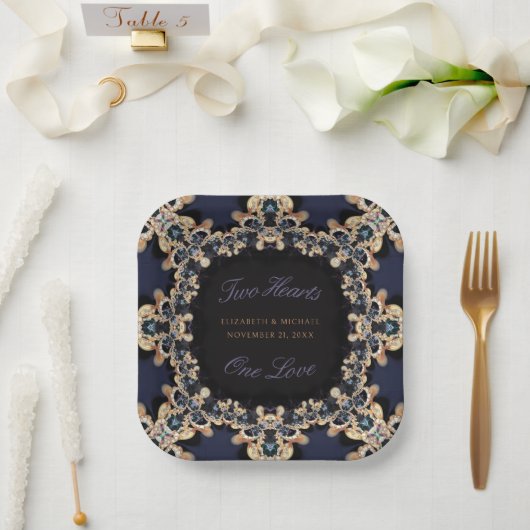 saffier blauw gouden Pareltjes bruiloft Bord (Huwelijk)