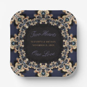 saffier blauw gouden Pareltjes bruiloft Bord (Voorkant)