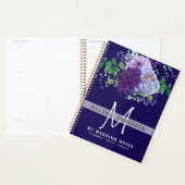 Saffier Blauw Paars Bloemen Bruiloft Planning Planner (Display)