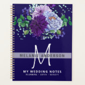 Saffier Blauw Paars Bloemen Bruiloft Planning Planner (Voorkant)