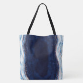 Saffier Blauw Roos Gouden Geode Agaat Bruidsmeisje Tote Bag (Achterkant)