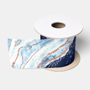 Saffier Blauw Roos Gouden Geode Agaat Marmeren Bru Satijnen Lint
