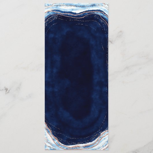 Saffier Blauw Roos Gouden Geode Agaat Marmeren Din Menu (Achterkant)