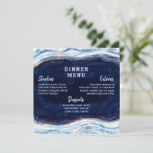 Saffier Blauw Roos Gouden Geode Agaat Vierkant Din Menu (Staand voorkant)