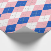 Saffier Blauw Roze Dk Grijs Wht XL Argyle Cadeaupapier (Hoek)