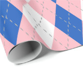 Saffier Blauw Roze Dk Grijs Wht XL Argyle Cadeaupapier (Rol Hoek)