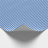 Saffier blauw & witte strepen cadeaupapier (Hoek)