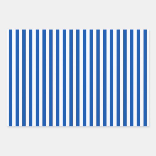 Saffier blauw & witte strepen inpakpapier vel (Voorkant 2)