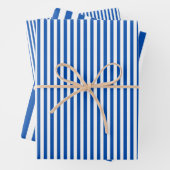 Saffier blauw & witte strepen inpakpapier vel (In situ)