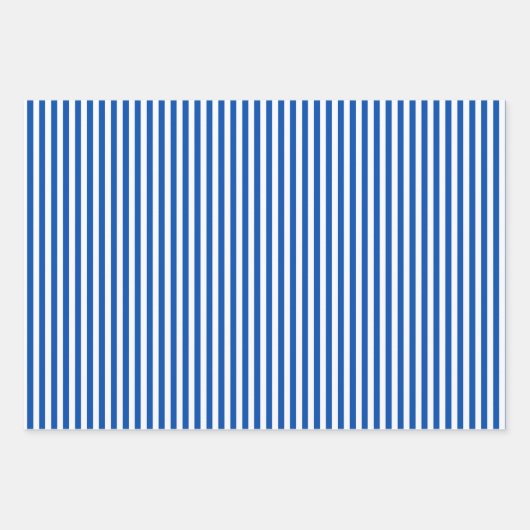 Saffier blauw & witte strepen inpakpapier vel (Voorkant)