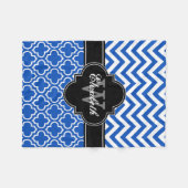 Saffier Blauw Zwart Marokkaans #6 LG Chevron 1INQR Fleece Deken (Voorkant (Horizontaal))