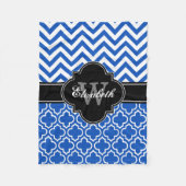 Saffier Blauw Zwart Marokkaans #6 LG Chevron 1INQR Fleece Deken (Voorkant)