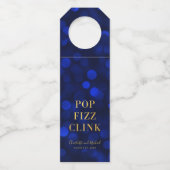 Saffier Blauwe Bokeh Nep Goud Klonter Bruis Knop K Flessenhanger (Achterkant)