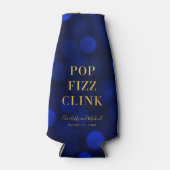 Saffier Blauwe Bokeh Nep Goud Pops Fluit Klank Flesjeskoeler (Voorkant)