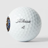 saffier blauwe en gouden leeuw, golfballen (Logo)