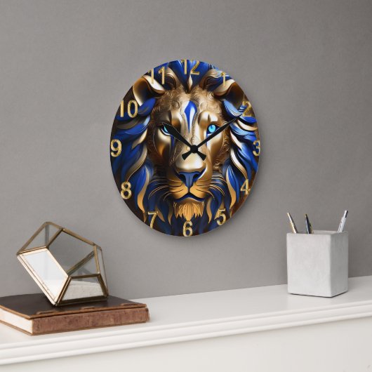 saffier blauwe en gouden leeuw, grote klok (Kantoor)
