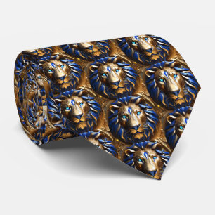 saffier blauwe en gouden leeuw, stropdas